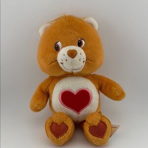 Vintage 2002 Care Bears Orange and Red Stuffed Animal with Heart Design
